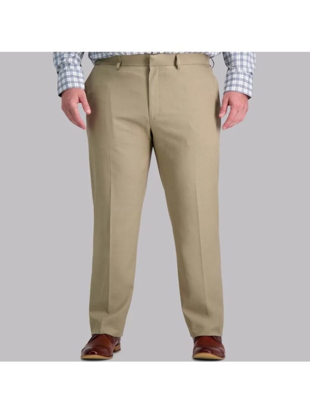 Haggar Mens Big & Tall Dress Pants 56x30 Khaki Comfort Stretch Flat Front NEW